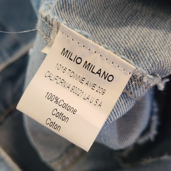 Milio Milano Italy Denim Vest Cut Off Sleeve Biker Trucker Grunge NEW XL Button - Picture 7 of 10